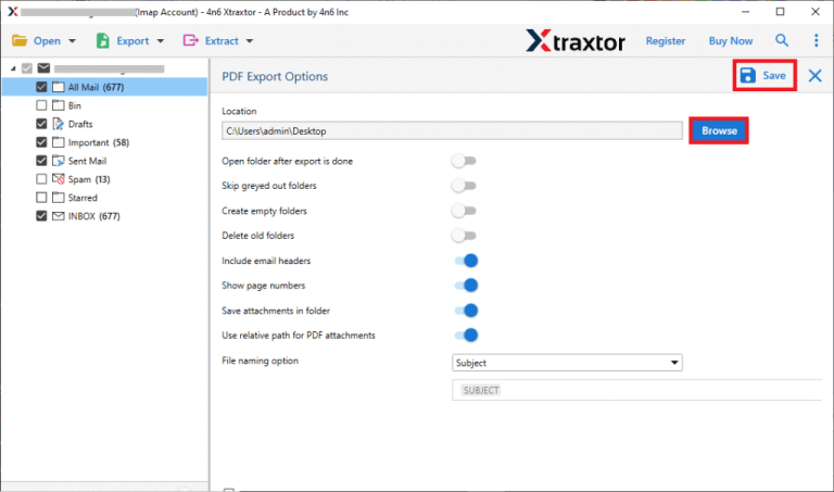 click save to backup bluemail emails