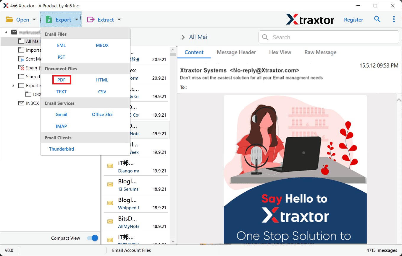 click on the Export and choose the PDF