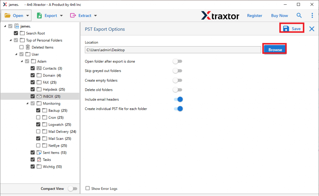 click save to export mac outlook data