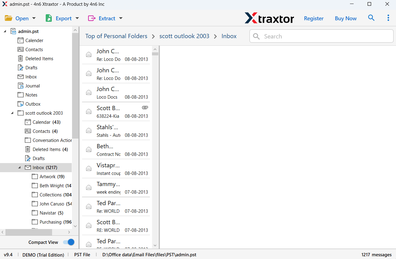 select required email folders to import pst to mdaemon
