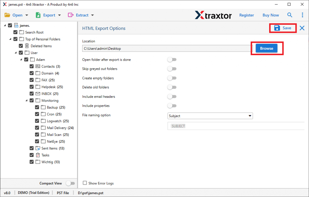 click save to open gmail in browser