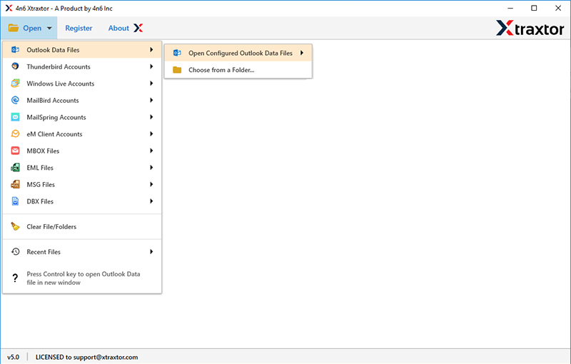 Desktop Email Clients >> Outlook Data Files >> Open Configured Outlook Data Files