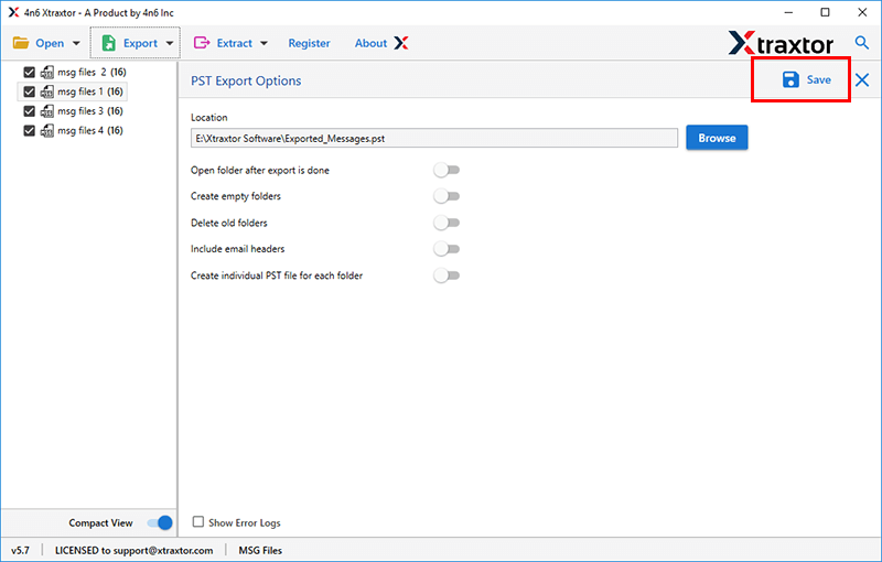 click the Save button to start the conversion process