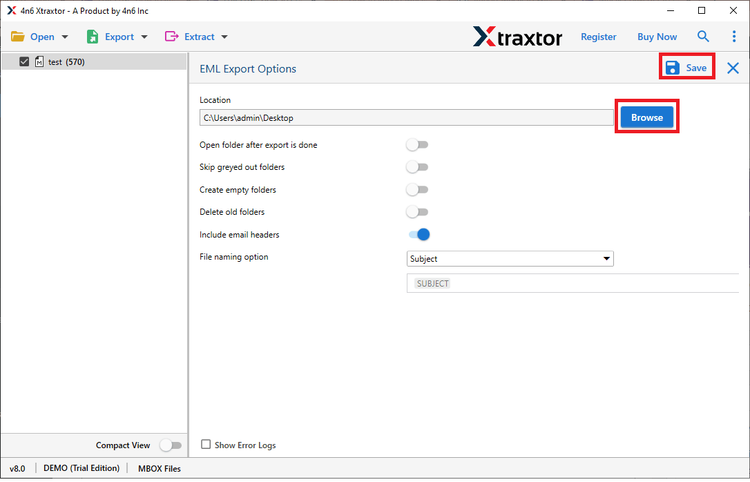 MBOX to EML migration tool