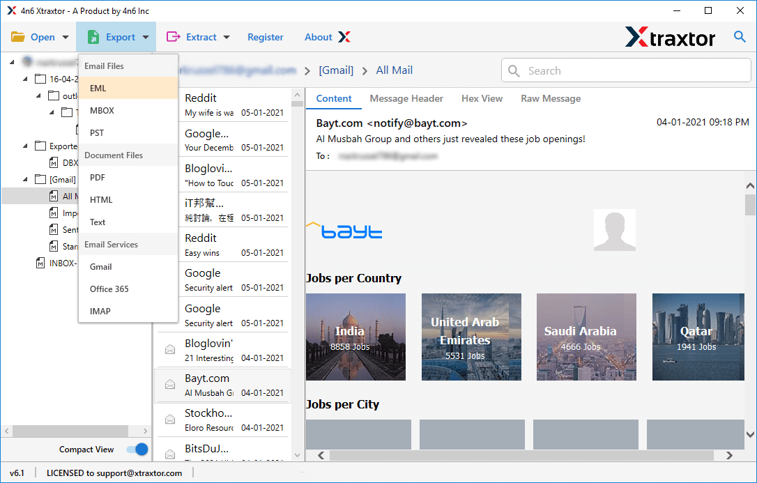export emails from Mailbird file