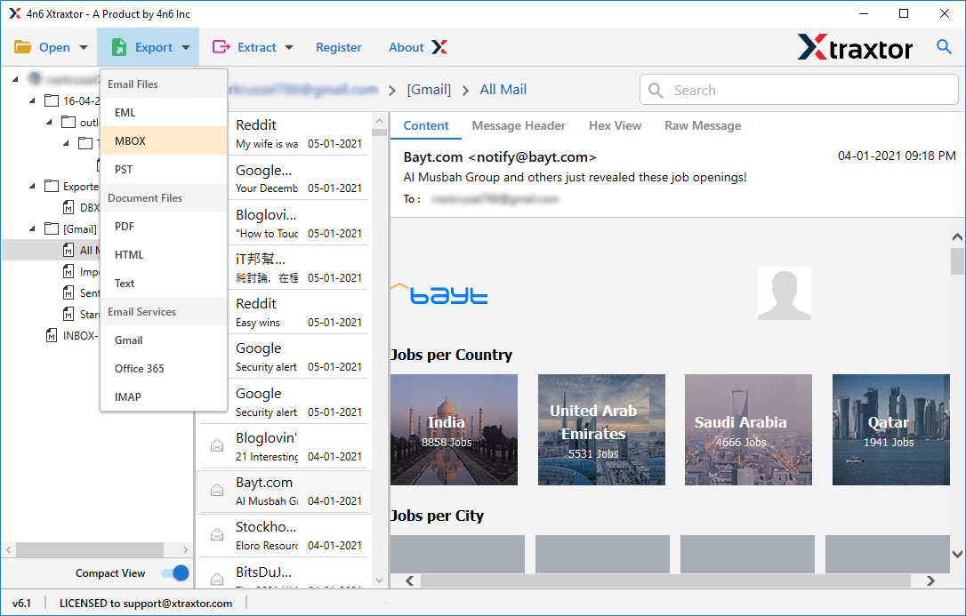 export emails from Mailbird file